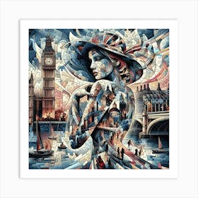 Abstract Puzzle Art English lady in London 5 Art Print