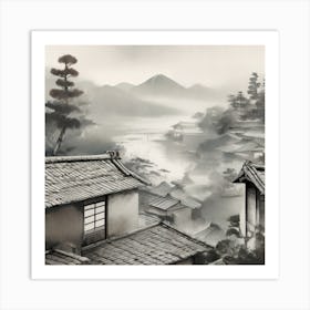 Firefly Rustic Rooftop Japanese Vintage Village Landscape 63001 Art Print