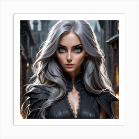 Girl With Grey Hair Art Print