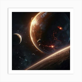 Default Create A Picture Of A Planet Colliding Into Another Pl 3 Art Print