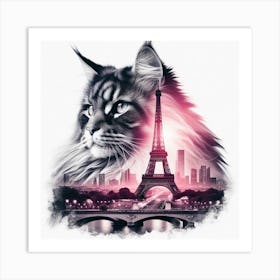 Maine Coon Сat silhouette Art Print