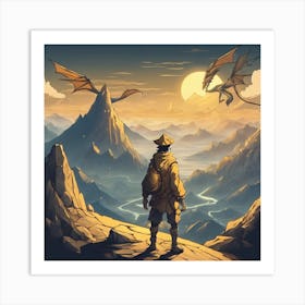 Dragons And Mountains Art Print