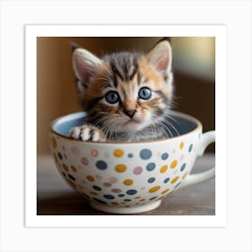 Kitten In A Cup Art Print