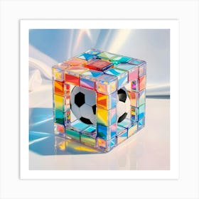 A Image Of Colorful Transparent Rubik S Magic Cube With A Soccer Ball In It 3 Art Print