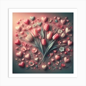 Valentine's Day, tulip pattern 2 Art Print