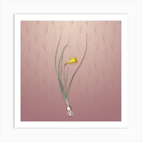 Vintage Daffodil Botanical on Dusty Pink Pattern Art Print