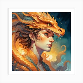 Girl With A Dragon Art Print