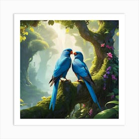 Parrots In The Forest 1 Art Print