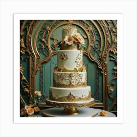 Gold Wedding Cake Art Print