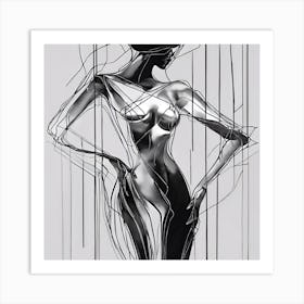 Woman In Black And White Art Print