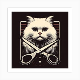 Cat With Scissors Art Print