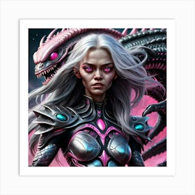 Pink girl Alien Art Print