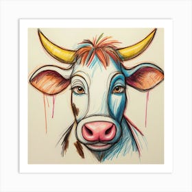 Cow Drawing 18 Art Print