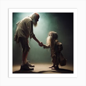 Old Man And Young Boy Art Print