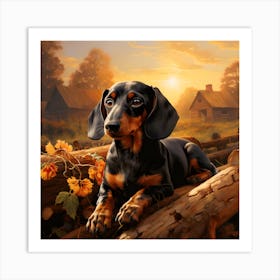 Dachshund In Evening Sun Art Print