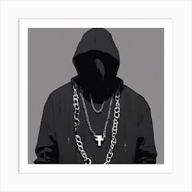 Hooded Man With Chains Art Print