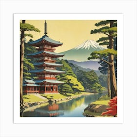 Nara Park Japan Vintage Travel Art 2 Art Print 1 Art Print