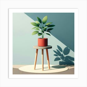 Potted Plant On A Table Art Print