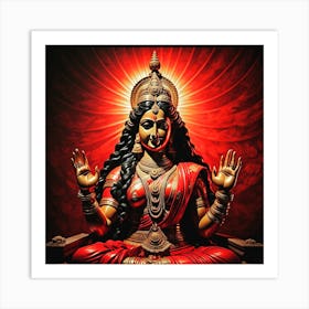 Maa Durga In Beautiful and Authentic Red look Art Print