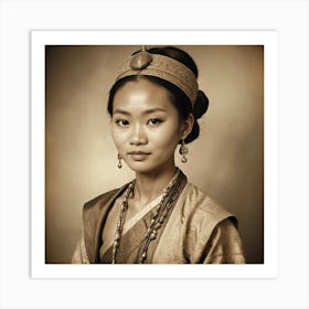 Ancient Burmese girl Art Print