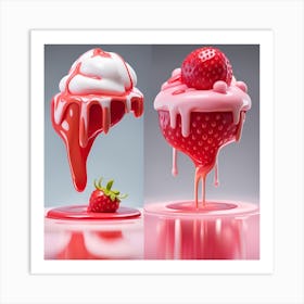 Strawberry Ice Cream Art Print