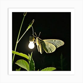 Butterfly With Light Bulb 1 Art Print