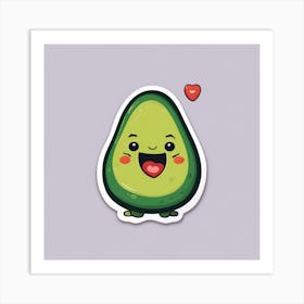 A Happy Avocado With A Smiling Face And A Heart Sticker Art Print