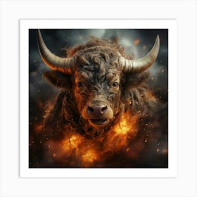 Bull In Fire 2 Art Print