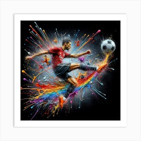 Soccer Player Kicking The Ball Art Print