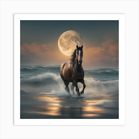 Horse In The Ocean Art Print