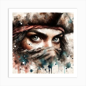 Watercolor Pirate Woman #1 Art Print