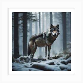 Wolf In The Forest 74 Art Print