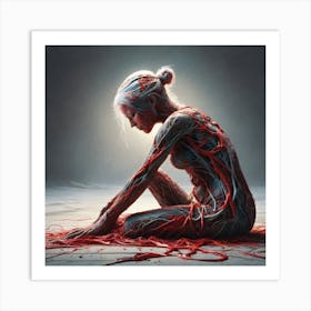 Woman With Blood On Her Body Art Print