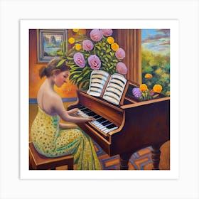 Girl At The Piano Art Print
