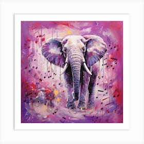 Music Notes Elephant 2 Art Print