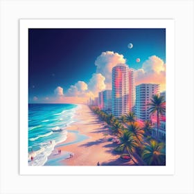 Sunset In Miami 1 Art Print