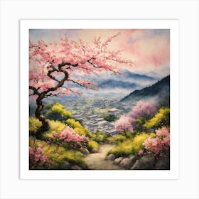 Japanese Sakura In Mountain 11 Art Print