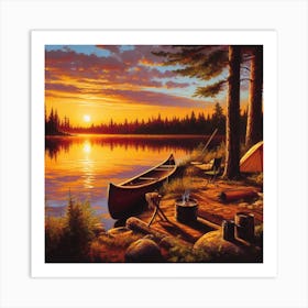 Canoe On The Lake Art Print