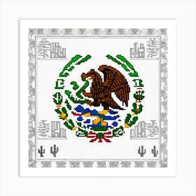 Mexico Flag Cross Stitch Art Print