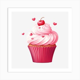 Cupcake With Cherry 14 Art Print
