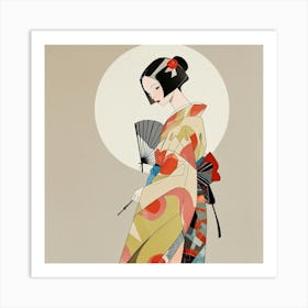 Japanese woman with fan 3 Art Print