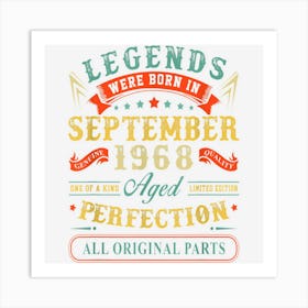 54th Bday Gift 54 Years Old Legends Born In September 1968 Art Print