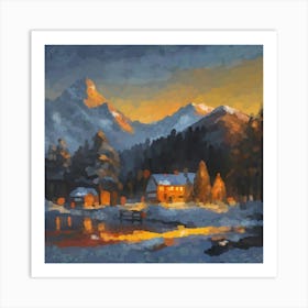 Village in the mountains Art Print