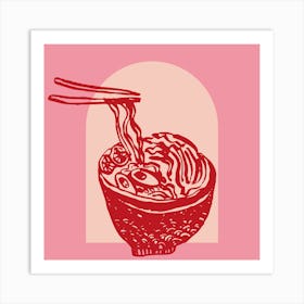 Pink Ramen Noodle Bowl 1 Art Print