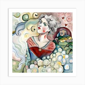 Woman With A Flower Art Print