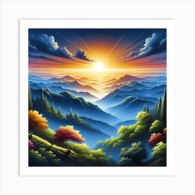 Sunset In The Mountains 21 Art Print