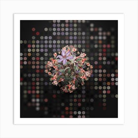 Vintage Violet Clematis Floral Wreath on Dot Bokeh Pattern n.0398 Art Print