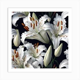 Frilled White Lilies Art Print