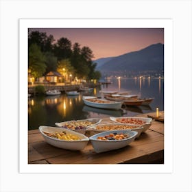 Dinner On The Lake Art Print