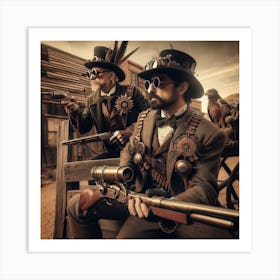 Steam Punk Cowboys 4/4  (time travel old west future west world western outlaw sci-fi fantasy) Art Print